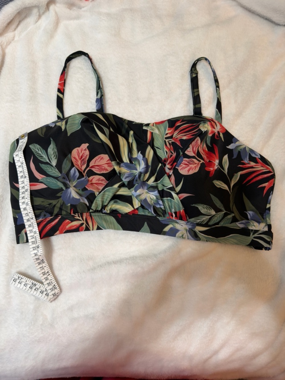 Cacique Black Swim Top with Tropical Leaf Accent Lane Bryant sz 24